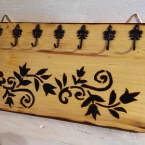 Tulipános  fali kulcstartó., Otthon & Életmód, Dekoráció, Fali és függő dekoráció, Fali kulcstartó, Famegmunkálás, Gravírozás, pirográfia, MESKA
