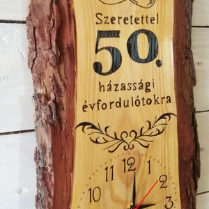 Vörösfenyő falióra házassági évforduló alkalmából nevekkel  - otthon & életmód - dekoráció - fali és függő dekoráció - falióra & óra - Meska.hu