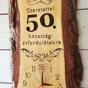 Vörösfenyő falióra házassági évforduló alkalmából nevekkel  - otthon & életmód - dekoráció - fali és függő dekoráció - falióra & óra - Meska.hu