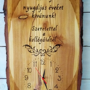Vörösfenyő falióra nyugdíjas búcsúztató ajándék  - otthon & életmód - dekoráció - fali és függő dekoráció - falióra & óra - Meska.hu