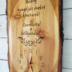 Vörösfenyő falióra nyugdíjas búcsúztató ajándék  - otthon & életmód - dekoráció - fali és függő dekoráció - falióra & óra - Meska.hu