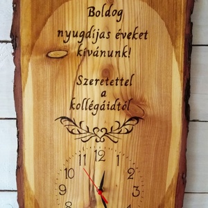 Vörösfenyő falióra nyugdíjas búcsúztató ajándék  - otthon & életmód - dekoráció - fali és függő dekoráció - falióra & óra - Meska.hu