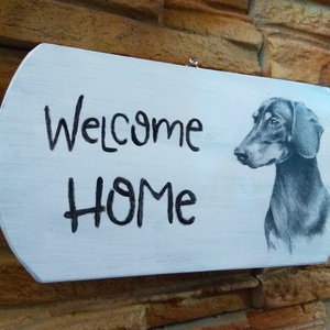 Tacsis üdvözlő tábla Welcome home felirattal  - otthon & életmód - ház & kert - isten hozott tábla - Meska.hu