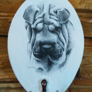 Fali póráz tartó Shar Pei kutyussal  - otthon & életmód - tárolás & rendszerezés - fali tároló - Meska.hu