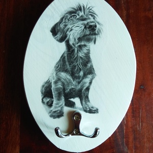 Fali póráz tartó szálkás szőrű tacskó kutyussal  - otthon & életmód - tárolás & rendszerezés - fali tároló - Meska.hu