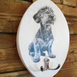 Fali póráz tartó szálkás szőrű tacskó kutyussal  - otthon & életmód - tárolás & rendszerezés - fali tároló - Meska.hu