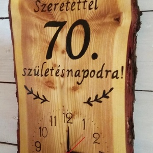 Fából készült falióra 70.születésnapra - Meska.hu