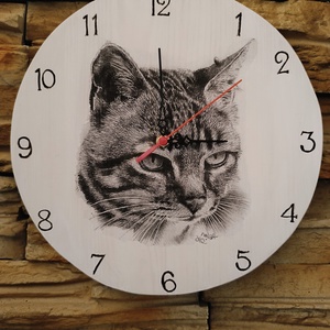 Cicás fehér fa falióra , Otthon & Életmód, Dekoráció, Fali és függő dekoráció, Falióra & óra, Decoupage, transzfer és szalvétatechnika, Famegmunkálás, MESKA