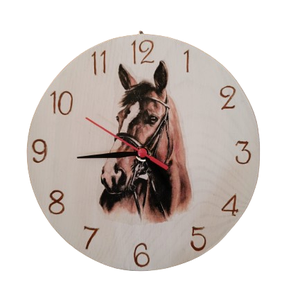 Fából készült lovas kézműves falióra , Otthon & Életmód, Dekoráció, Fali és függő dekoráció, Falióra & óra, Decoupage, transzfer és szalvétatechnika, Famegmunkálás, MESKA