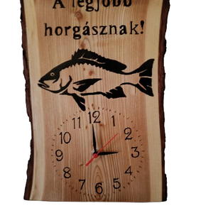 Falióra a legjobb horgásznak, Otthon & Életmód, Dekoráció, Fali és függő dekoráció, Falióra & óra, Famegmunkálás, Gravírozás, pirográfia, MESKA