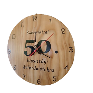 Fából készült falióra 50 házassági évforduló alkalmából  - otthon & életmód - dekoráció - fali és függő dekoráció - falióra & óra - Meska.hu