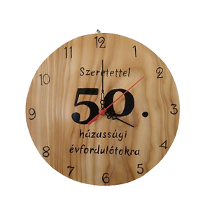 Fából készült falióra 50 házassági évforduló alkalmából  - otthon & életmód - dekoráció - fali és függő dekoráció - falióra & óra - Meska.hu