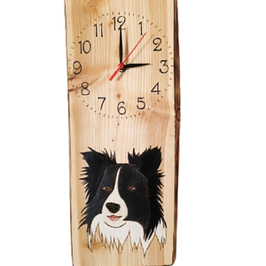 Vörösfenyő falióra border collie kutyussal , Otthon & Életmód, Dekoráció, Fali és függő dekoráció, Falióra & óra, Famegmunkálás, MESKA