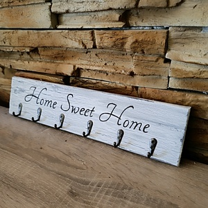 Home sweet home vintage stílusú fali kulcstartó  - otthon & életmód - dekoráció - fali és függő dekoráció - fali kulcstartó - Meska.hu