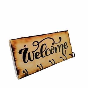 Fa fali kulcstartó Welcome felirattal  - otthon & életmód - dekoráció - fali és függő dekoráció - fali kulcstartó - Meska.hu