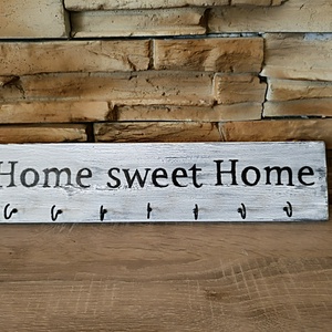 Vintage stílusú fali kulcstartó home sweet home felirattal , Otthon & Életmód, Dekoráció, Fali és függő dekoráció, Fali kulcstartó, Famegmunkálás, MESKA