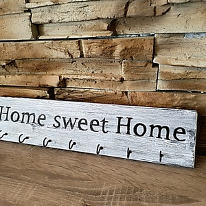 Vintage stílusú fali kulcstartó home sweet home felirattal  - otthon & életmód - dekoráció - fali és függő dekoráció - fali kulcstartó - Meska.hu