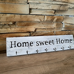 Vintage stílusú fali kulcstartó home sweet home felirattal  - otthon & életmód - dekoráció - fali és függő dekoráció - fali kulcstartó - Meska.hu