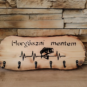 Fából készült fali fogas horgászok számára  - otthon & életmód - bútor - fogas - Meska.hu