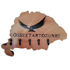 Nagy Magyarország formájú  fali kulcstartó összetartozunk felirattal  - otthon & életmód - dekoráció - fali és függő dekoráció - fali kulcstartó - Meska.hu