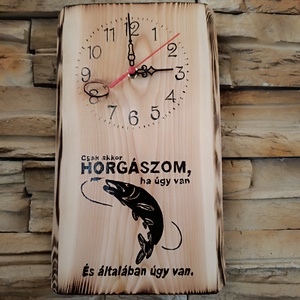  Fa falióra horgászok számára felirattal  - otthon & életmód - dekoráció - fali és függő dekoráció - falióra & óra - Meska.hu