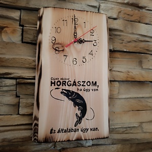  Fa falióra horgászok számára felirattal  - otthon & életmód - dekoráció - fali és függő dekoráció - falióra & óra - Meska.hu