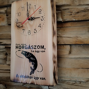  Fa falióra horgászok számára felirattal  - otthon & életmód - dekoráció - fali és függő dekoráció - falióra & óra - Meska.hu