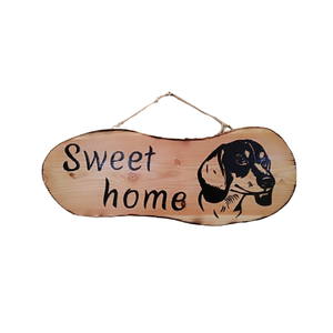 Sweet home fatábla tacskó kutyussal  - otthon & életmód - ház & kert - isten hozott tábla - Meska.hu
