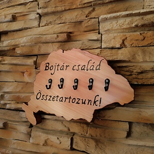 Nagy Magyarország fali kulcstartó család névvel  - otthon & életmód - dekoráció - fali és függő dekoráció - fali kulcstartó - Meska.hu