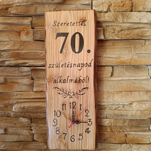 Fából készült falióra 70. születésnap alkalmából  - otthon & életmód - dekoráció - fali és függő dekoráció - falióra & óra - Meska.hu