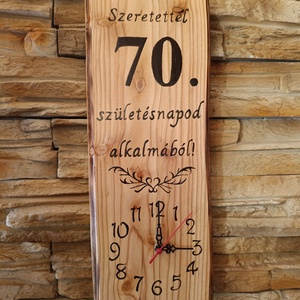 Fából készült falióra 70. születésnap alkalmából  - otthon & életmód - dekoráció - fali és függő dekoráció - falióra & óra - Meska.hu