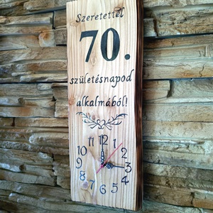 Fából készült falióra 70. születésnap alkalmából  - otthon & életmód - dekoráció - fali és függő dekoráció - falióra & óra - Meska.hu