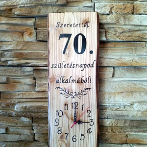 Fából készült falióra 70. születésnap alkalmából  - otthon & életmód - dekoráció - fali és függő dekoráció - falióra & óra - Meska.hu