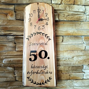 Nagyméretű fa falióra 50.házassági évforduló alkalmából  - otthon & életmód - dekoráció - fali és függő dekoráció - falióra & óra - Meska.hu