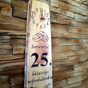 Egyedi, fából készült falióra 25.házassági évforduló alkalmából  - otthon & életmód - dekoráció - fali és függő dekoráció - falióra & óra - Meska.hu