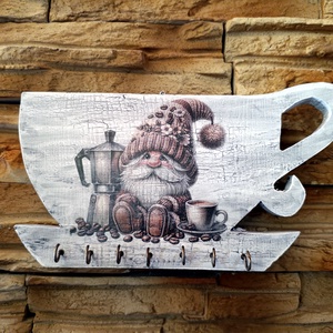 Konyhai akasztós tároló aranyos kávézó manóval  - otthon & életmód - konyhafelszerelés, tálalás - konyhai tárolás - tea & kávé tárolás - Meska.hu