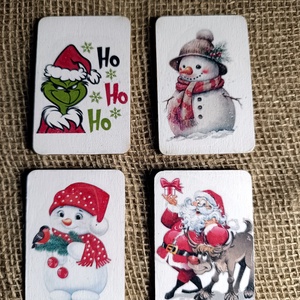 4 darabos karácsonyi hűtőmágnes szett , Karácsony, Karácsonyi lakásdekoráció, Karácsonyi lakásdíszek, Famegmunkálás, MESKA