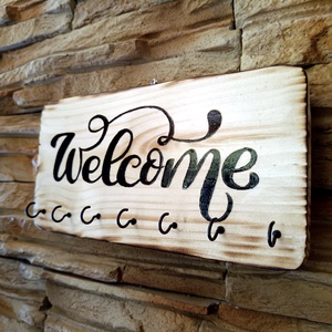 Welcome fa fali kulcstartó  - otthon & életmód - dekoráció - fali és függő dekoráció - fali kulcstartó - Meska.hu