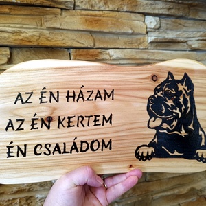Az én házam, az én kertem, az én családom felirattal díszített kutyás dísztábla - otthon & életmód - ház & kert - névtábla - Meska.hu
