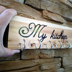 My kitchen felirattal díszített á, fából készült konyhai akasztós tároló  - otthon & életmód - konyhafelszerelés, tálalás - sütés, főzés - fakanál & fakanáltartó - Meska.hu