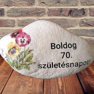 Nagyméretű festett kő 70.születésnap alkalmából  - Meska.hu