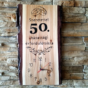 Fából készült falióra 50. házassági évforduló alkalmából  - otthon & életmód - dekoráció - fali és függő dekoráció - falióra & óra - Meska.hu