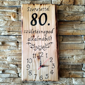 Fából készült falióra 80.születésnap alkalmából  - Meska.hu