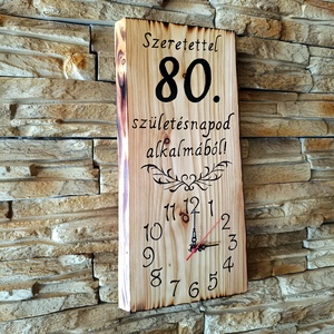 Fából készült falióra 80.születésnap alkalmából  - otthon & életmód - dekoráció - fali és függő dekoráció - falióra & óra - Meska.hu