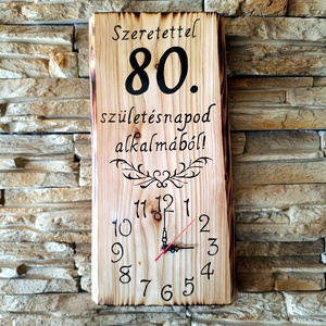 Fából készült falióra 80.születésnap alkalmából  - otthon & életmód - dekoráció - fali és függő dekoráció - falióra & óra - Meska.hu