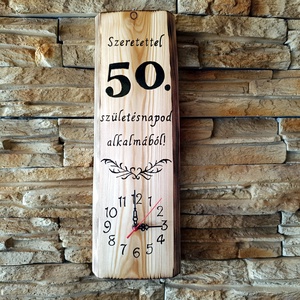 Fából készült kézműves falióra 50 születésnap alkalmából , Otthon & Életmód, Dekoráció, Fali és függő dekoráció, Falióra & óra, Famegmunkálás, MESKA