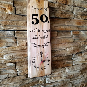 Fából készült kézműves falióra 50 születésnap alkalmából  - otthon & életmód - dekoráció - fali és függő dekoráció - falióra & óra - Meska.hu