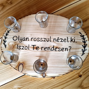 Fából készült pálinkás kínáló tálca  - otthon & életmód - konyhafelszerelés, tálalás - tálalás - tálca - Meska.hu