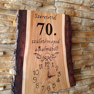 Fából készült egyedi tervezésű falióra 70. születésnap alkalmából  - otthon & életmód - dekoráció - fali és függő dekoráció - falióra & óra - Meska.hu