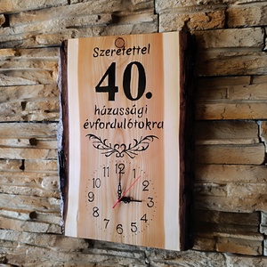 Fából készült falióra 40 házassági évfordulóra  - otthon & életmód - dekoráció - fali és függő dekoráció - falióra & óra - Meska.hu